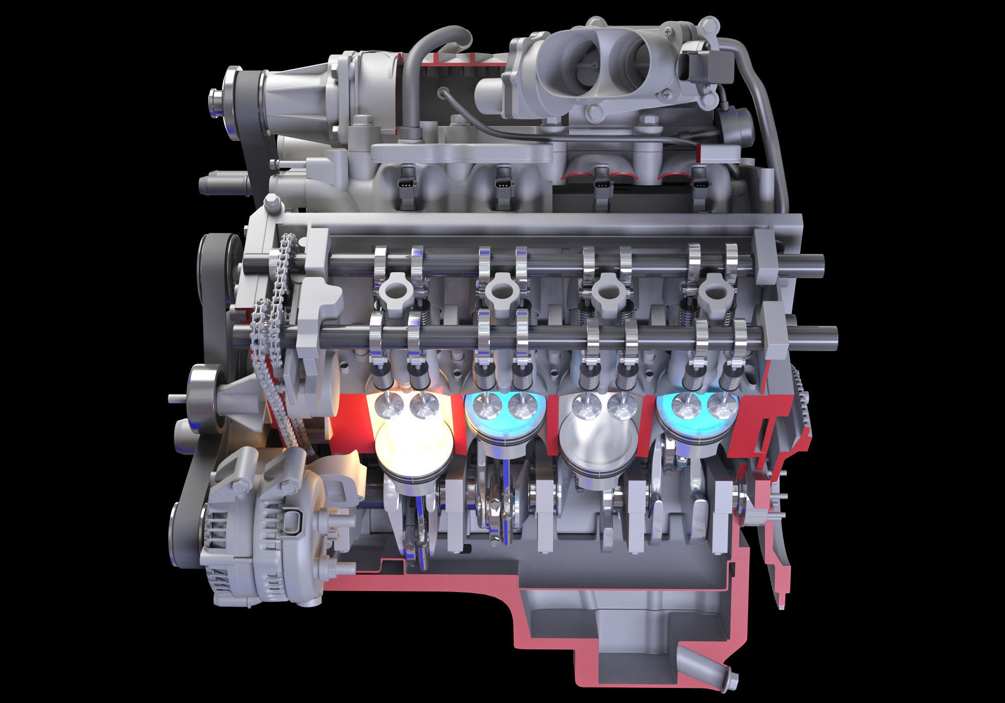 How Engine Ignition Works Cutaway Animation 3D model_6