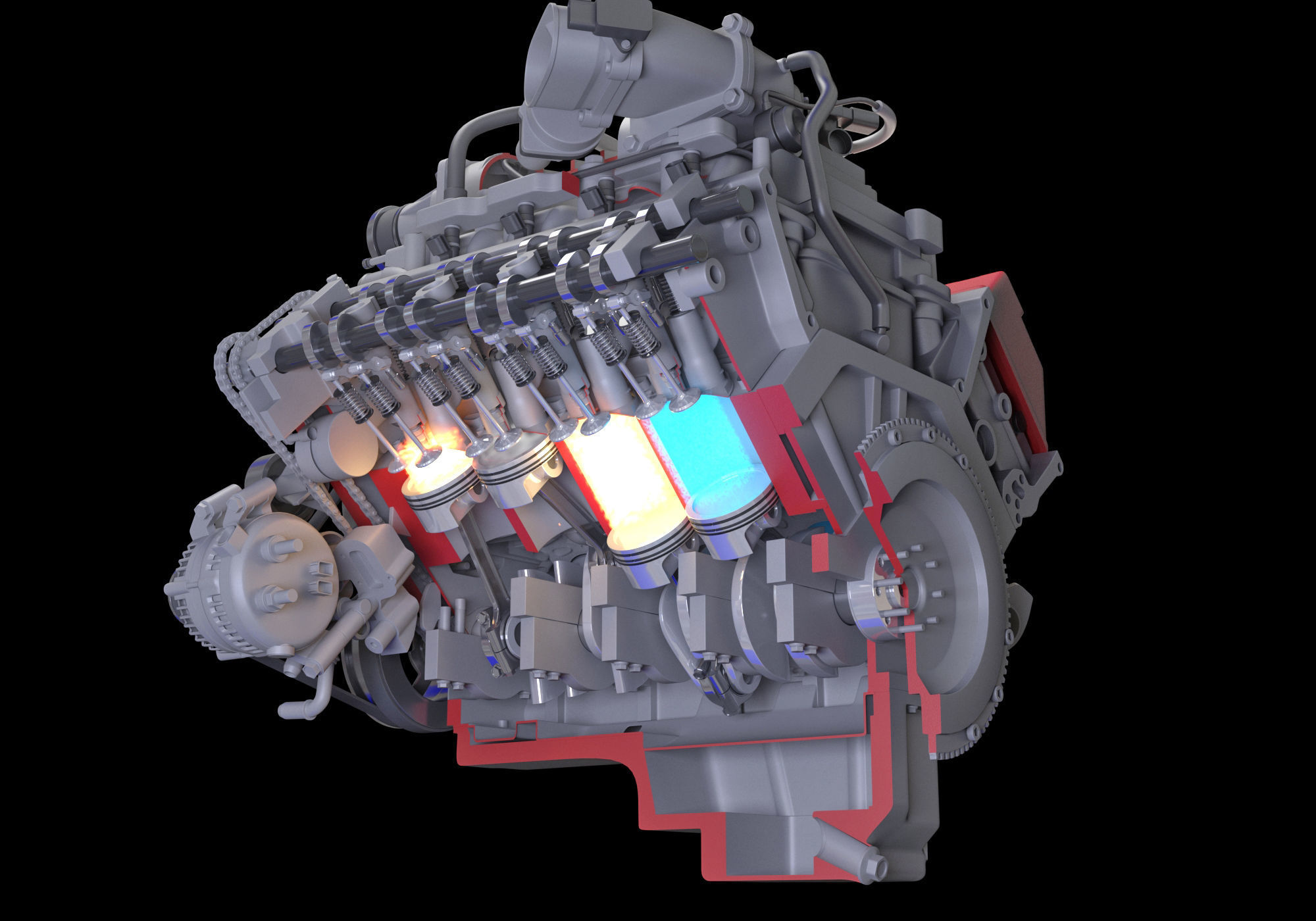 How Engine Ignition Works Cutaway Animation 3D model_10