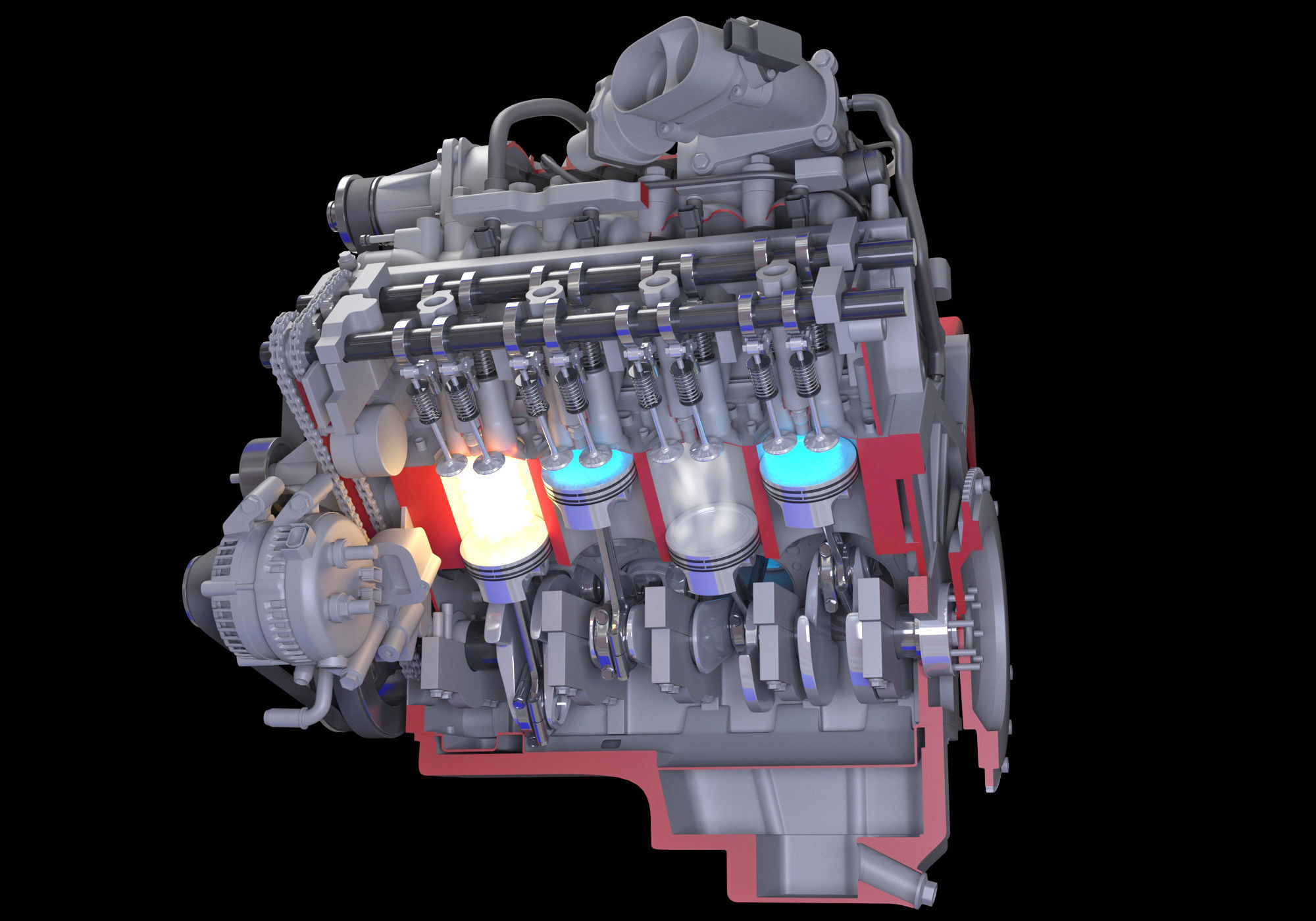 How Engine Ignition Works Cutaway Animation 3D model_8