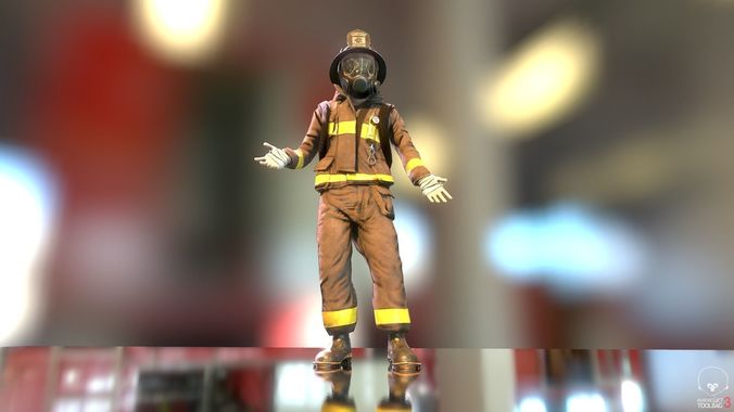 Firefighter Character Low-poly 3D model