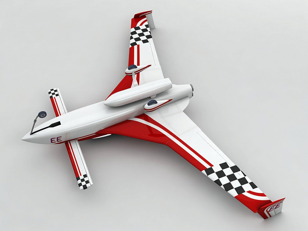 Long-EZ Rocket Racer Aircraft Low-poly 3D model_1