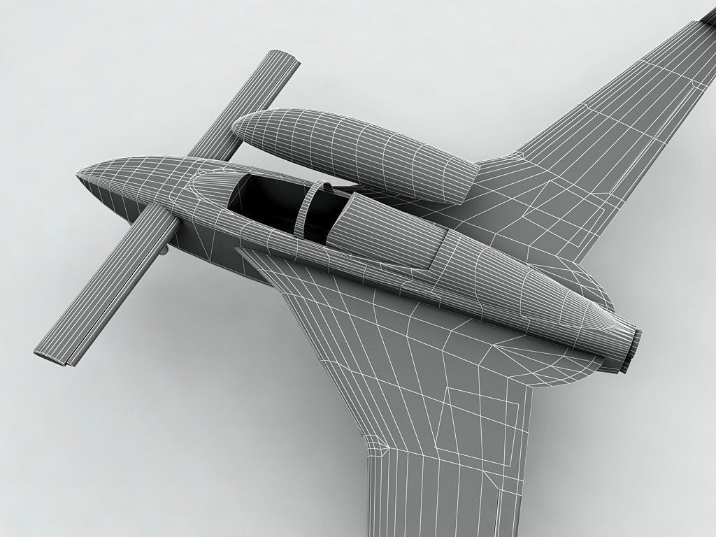 Long-EZ Rocket Racer Aircraft Low-poly 3D model_4