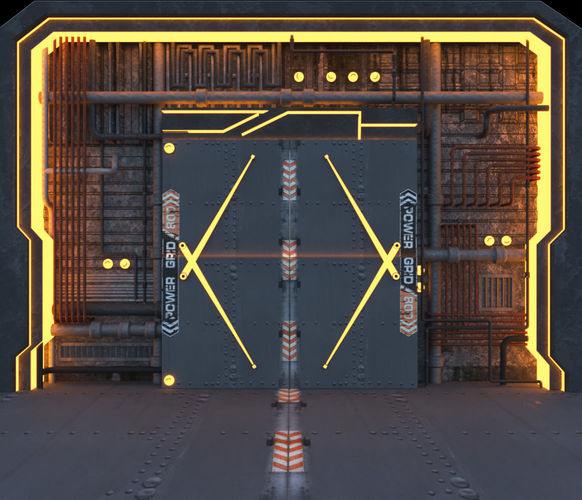 Futuristic animated door 3D model