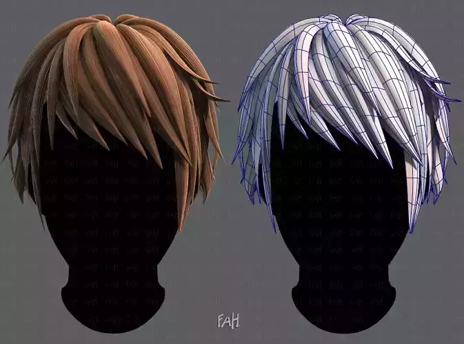 3D Hair style for Man TypeB V02 Low-poly 3D model