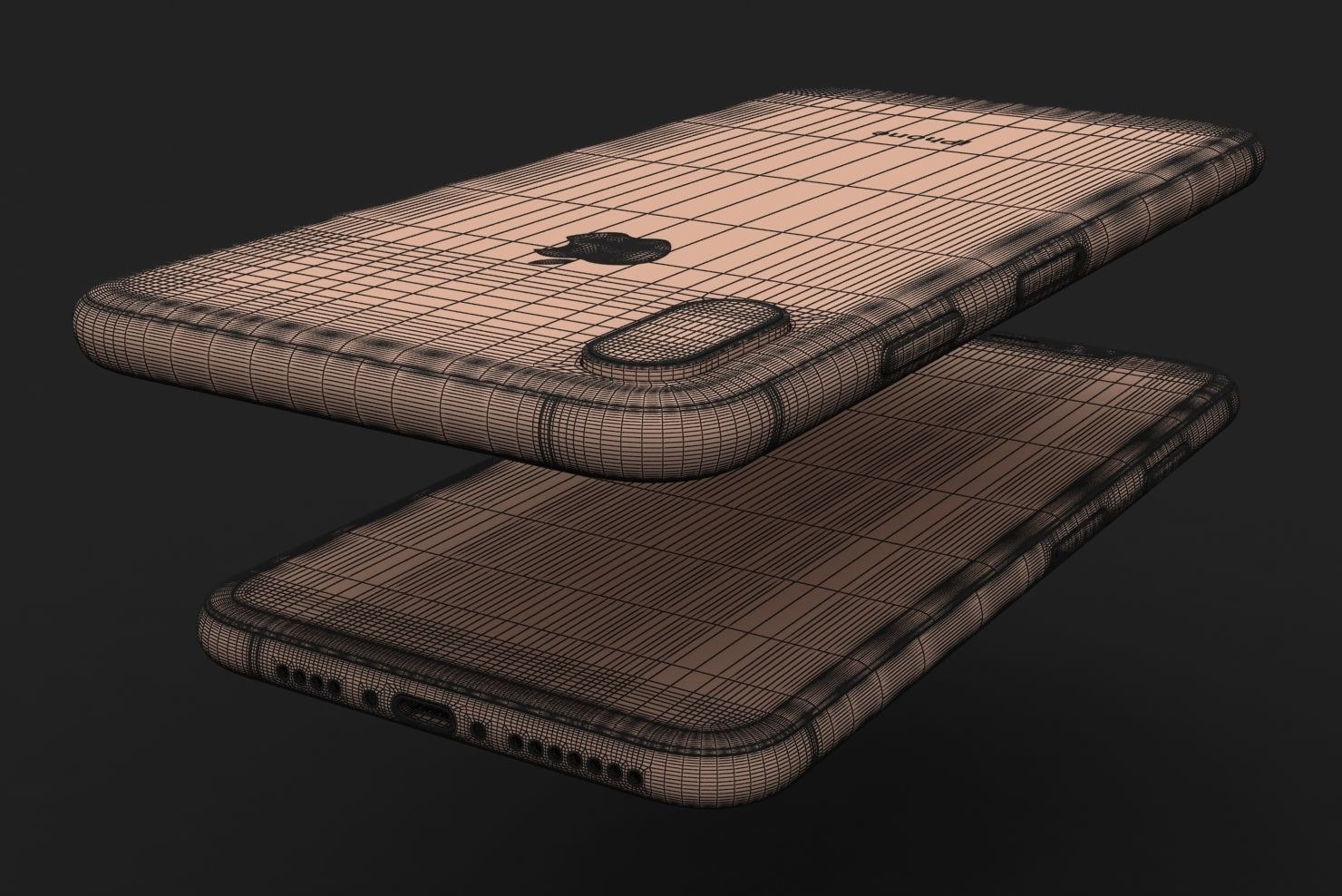 Apple iPhone XS Max Gold Low-poly 3D model_29