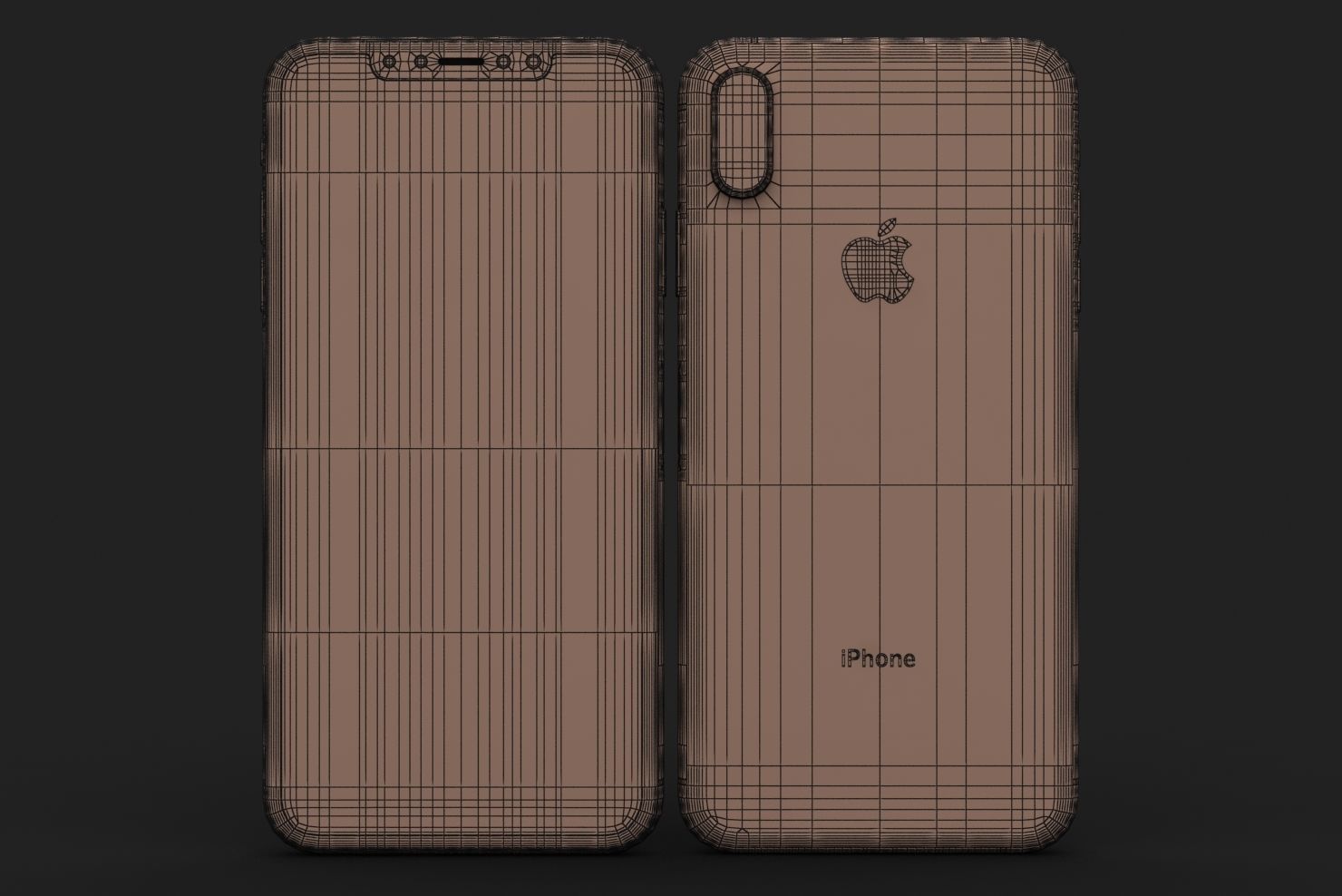 Apple iPhone XS Max Gold Low-poly 3D model_24