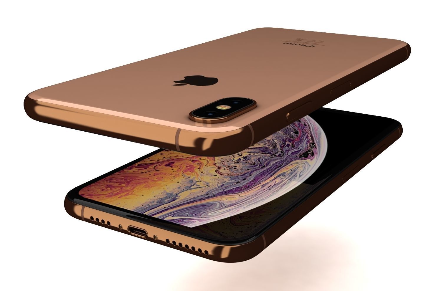 Apple iPhone XS Max Gold Low-poly 3D model_7