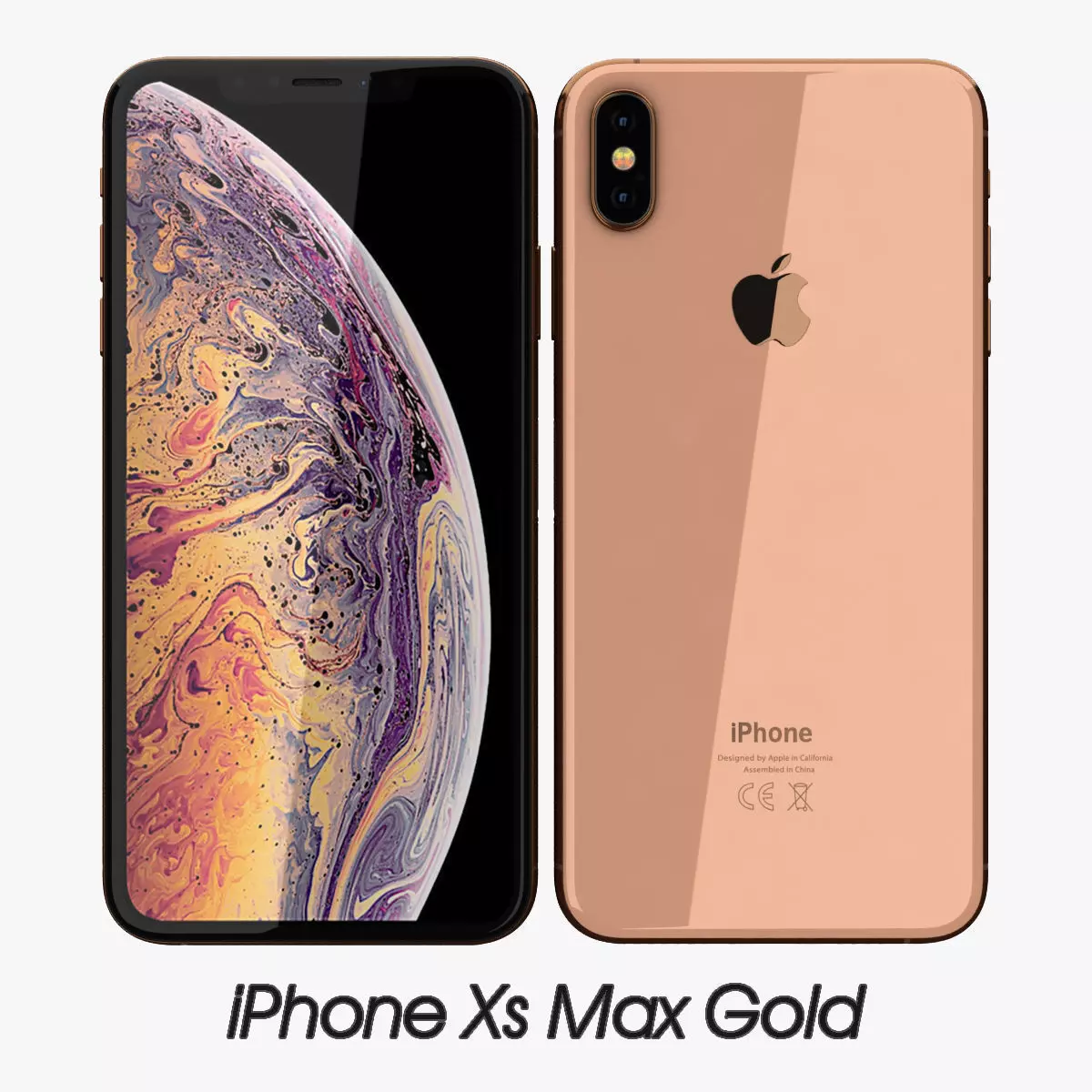 Apple iPhone XS Max Gold Low-poly 3D model_0