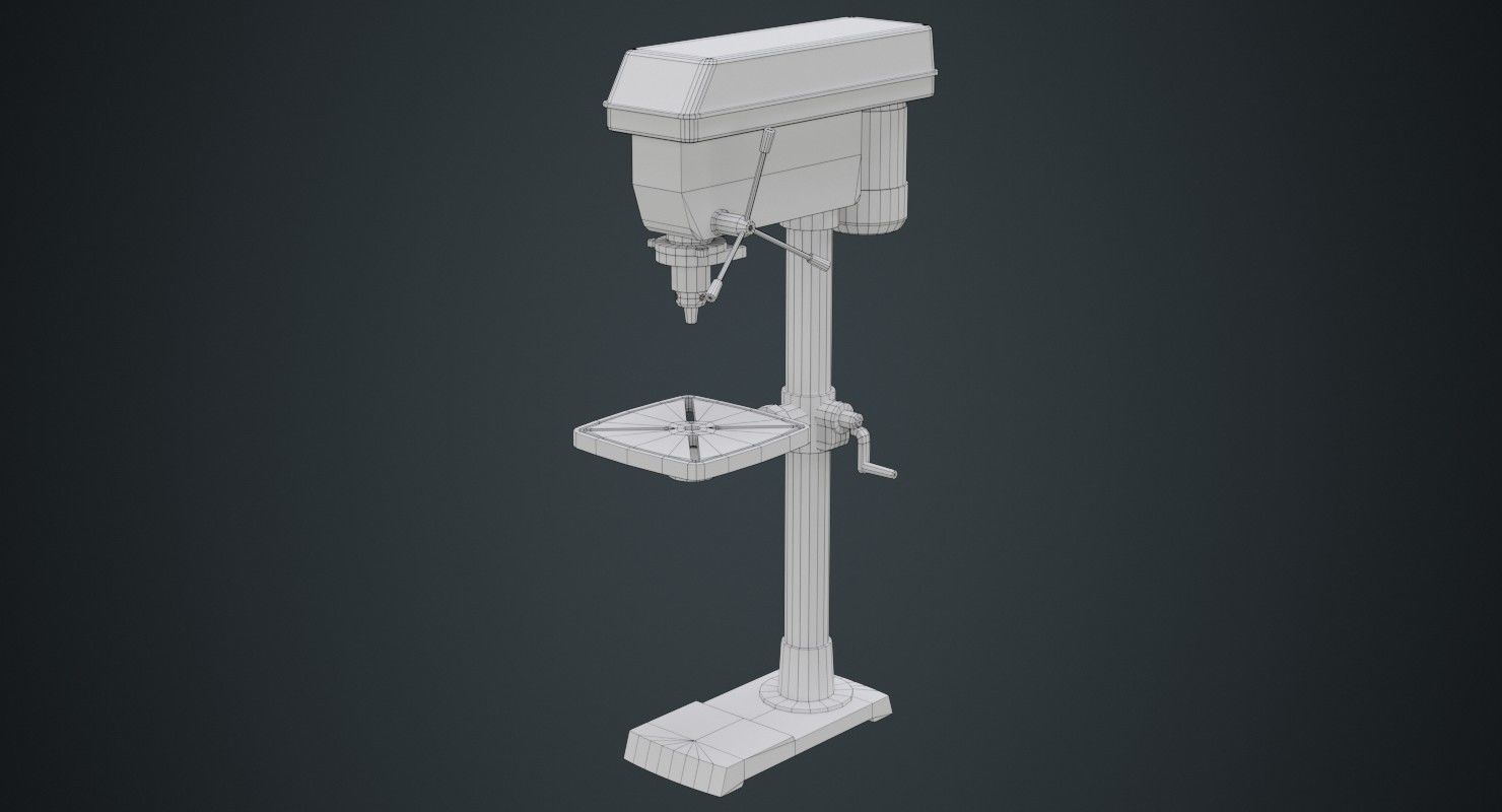 Drill Press 1B Low-poly 3D model_5