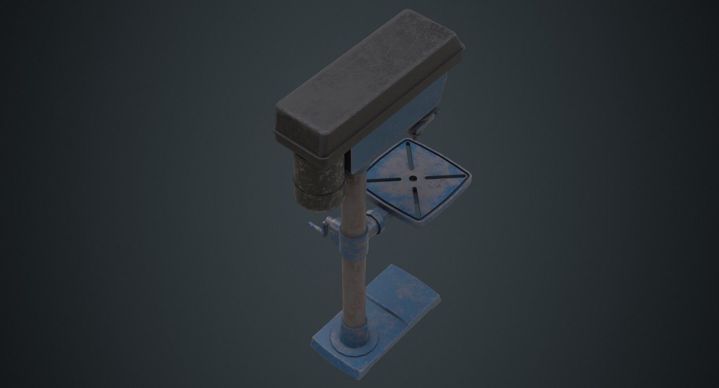 Drill Press 1B Low-poly 3D model_2