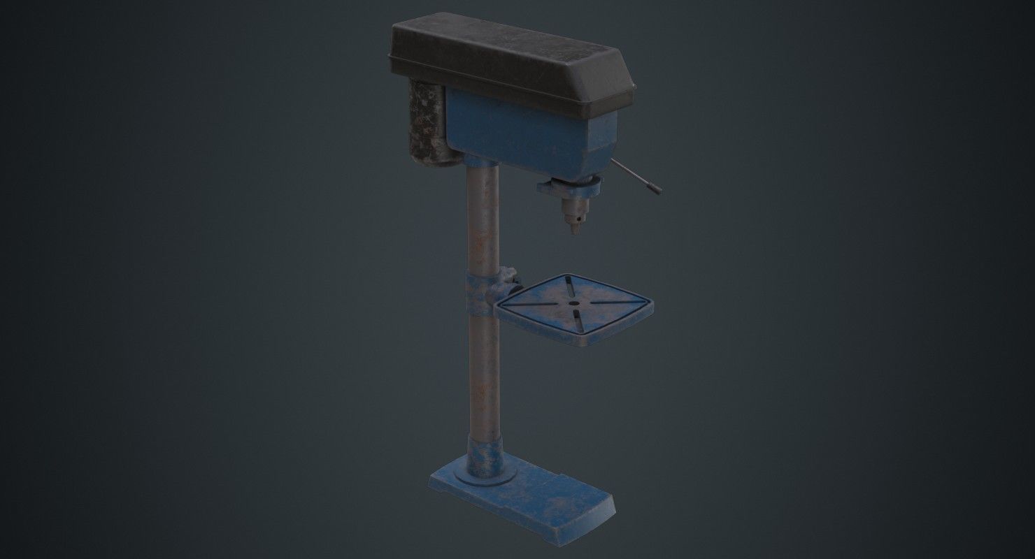 Drill Press 1B Low-poly 3D model_1