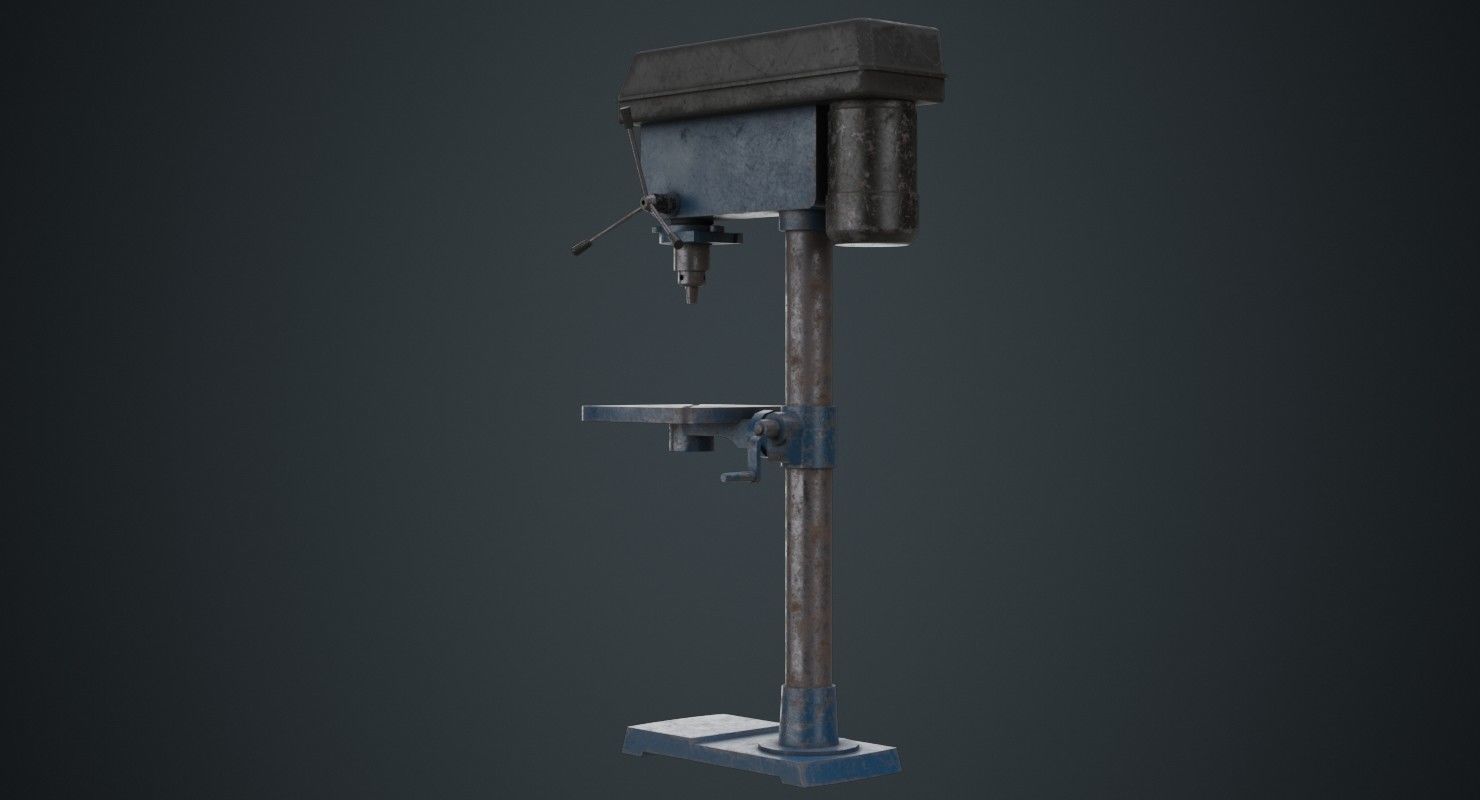 Drill Press 1B Low-poly 3D model_3