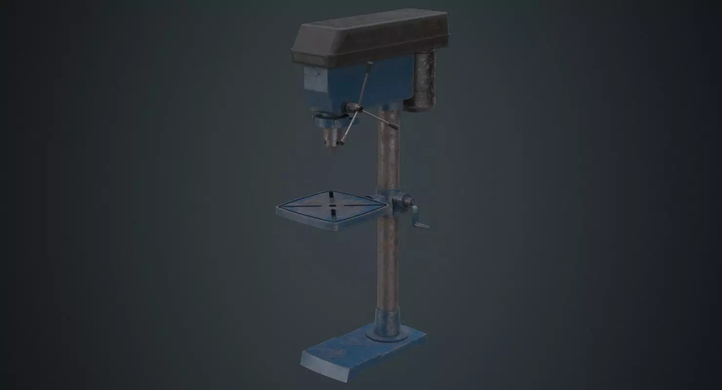 Drill Press 1B Low-poly 3D model_0