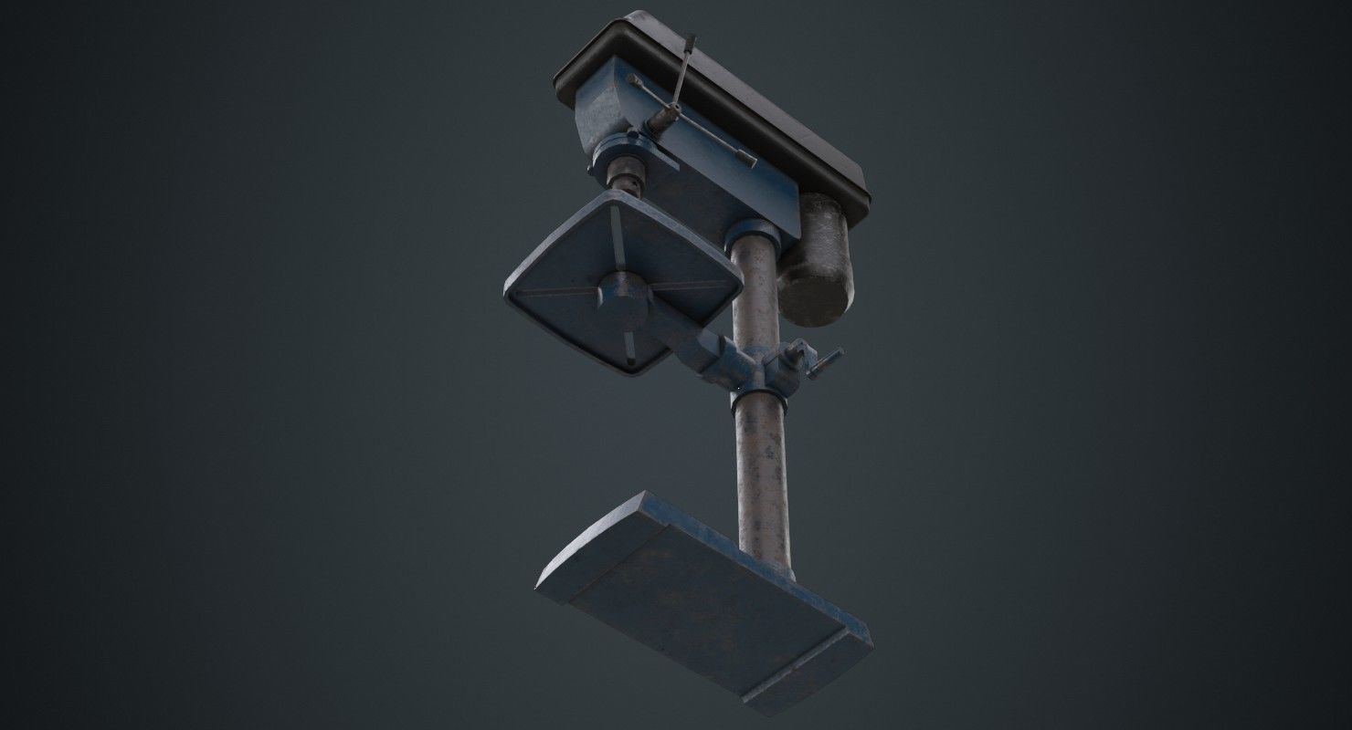 Drill Press 1B Low-poly 3D model_4