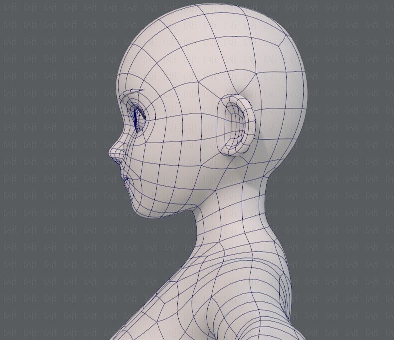 Base mesh girl characterV06 Low-poly 3D model_31