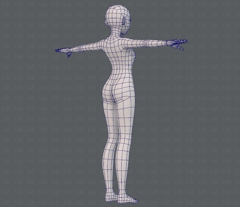 Base mesh girl characterV06 Low-poly 3D model_12