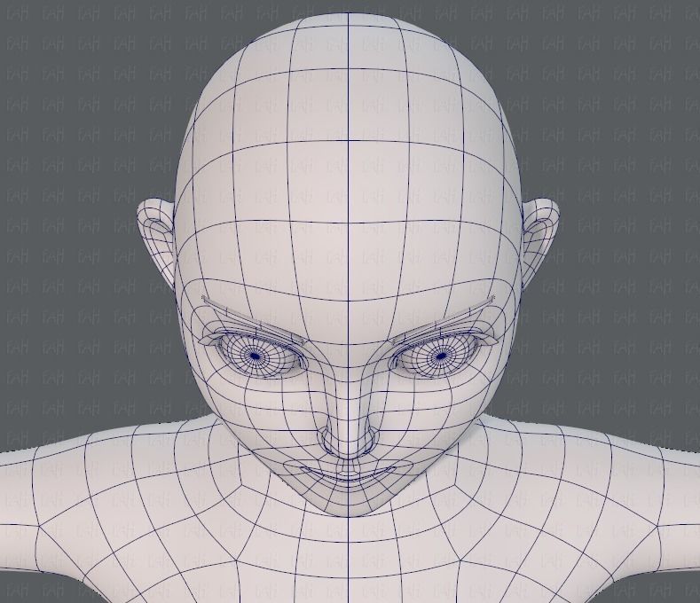 Base mesh girl characterV06 Low-poly 3D model_44