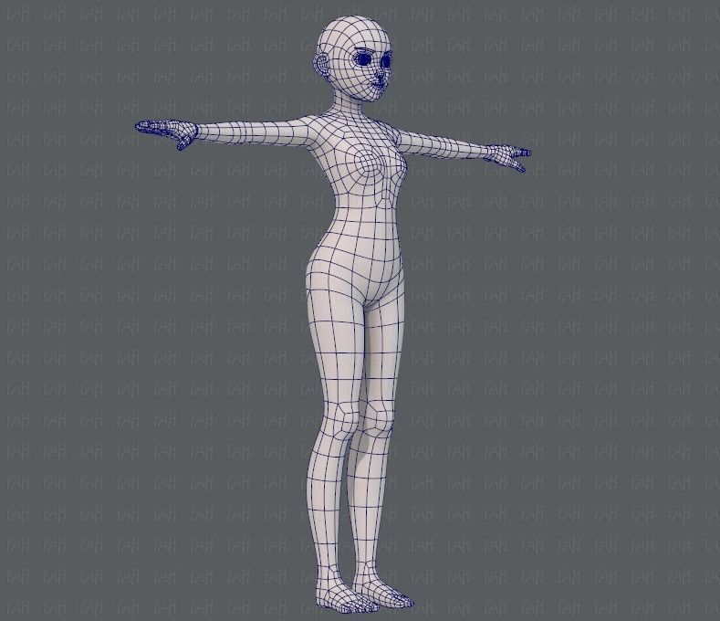 Base mesh girl characterV06 Low-poly 3D model_10