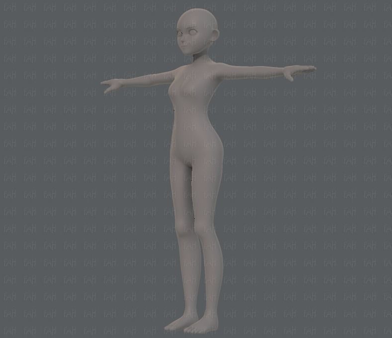 Base mesh girl characterV06 Low-poly 3D model_8