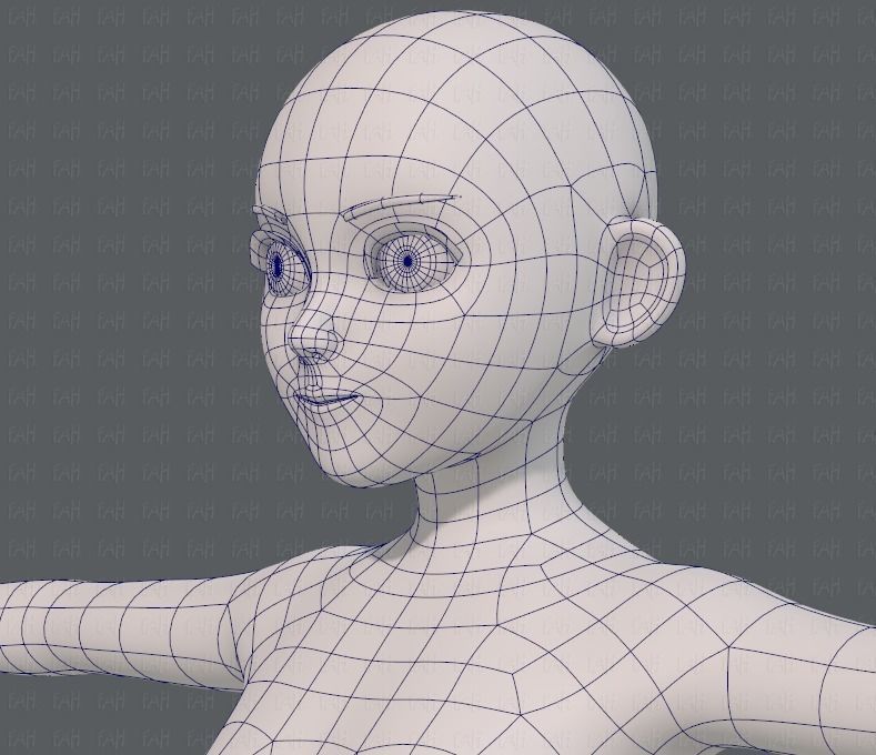 Base mesh girl characterV06 Low-poly 3D model_32