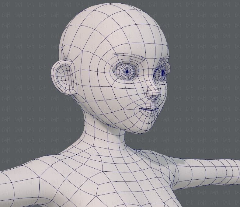 Base mesh girl characterV06 Low-poly 3D model_26