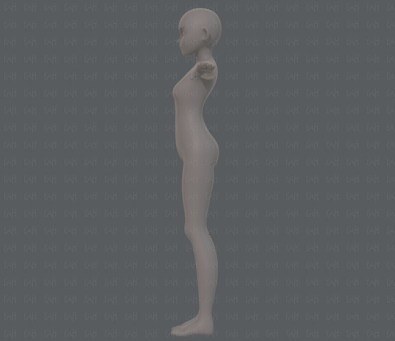 Base mesh girl characterV06 Low-poly 3D model_7