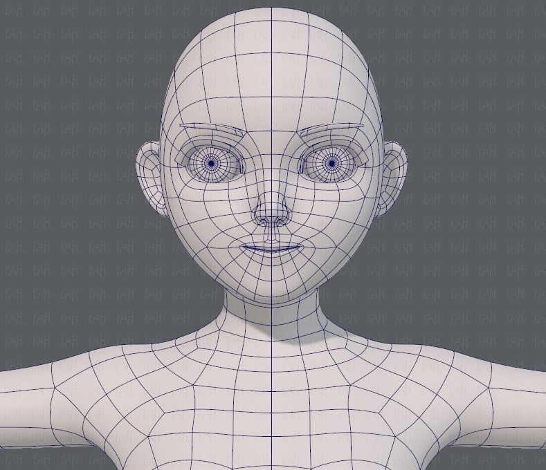 Base mesh girl characterV06 Low-poly 3D model_25