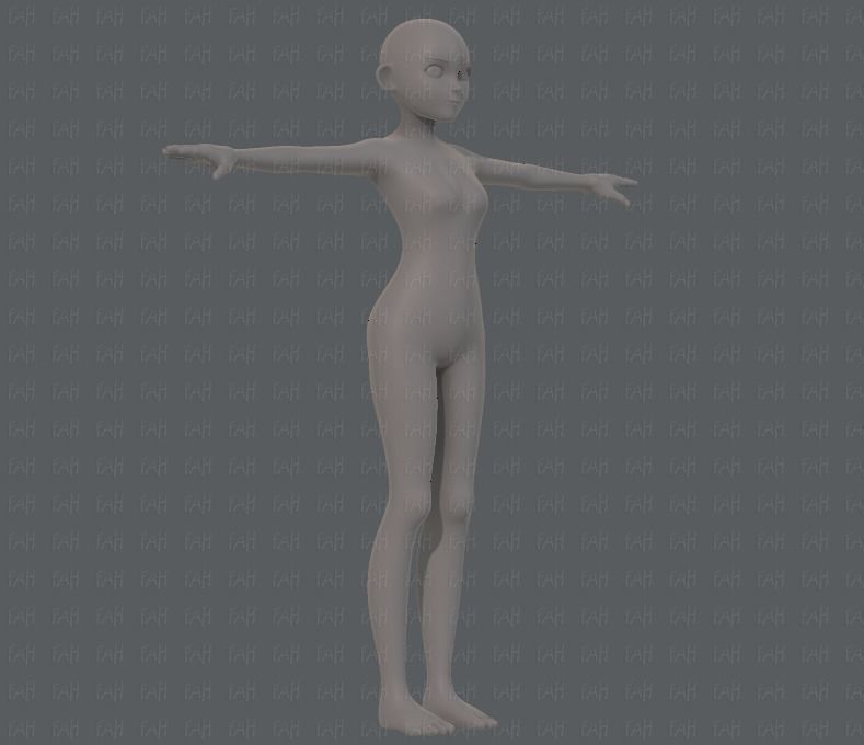 Base mesh girl characterV06 Low-poly 3D model_2