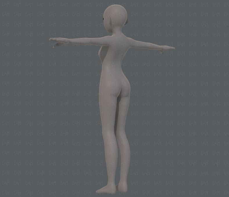 Base mesh girl characterV06 Low-poly 3D model_6