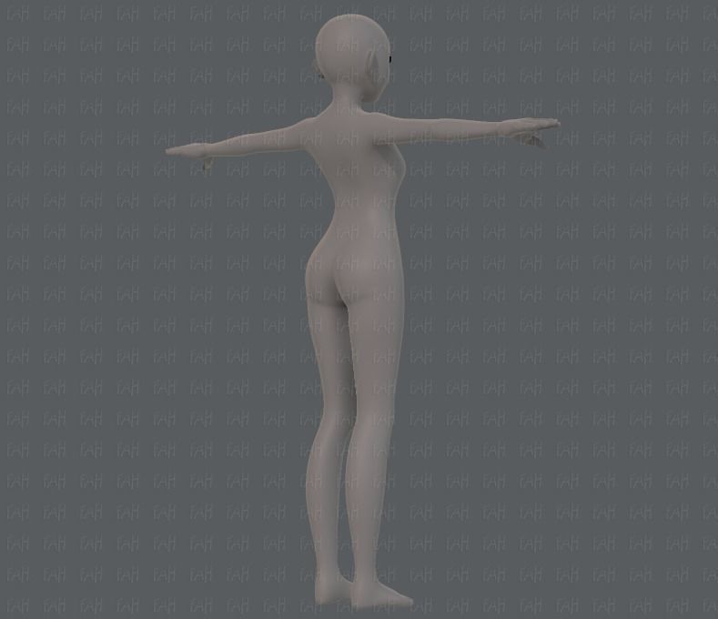 Base mesh girl characterV06 Low-poly 3D model_4