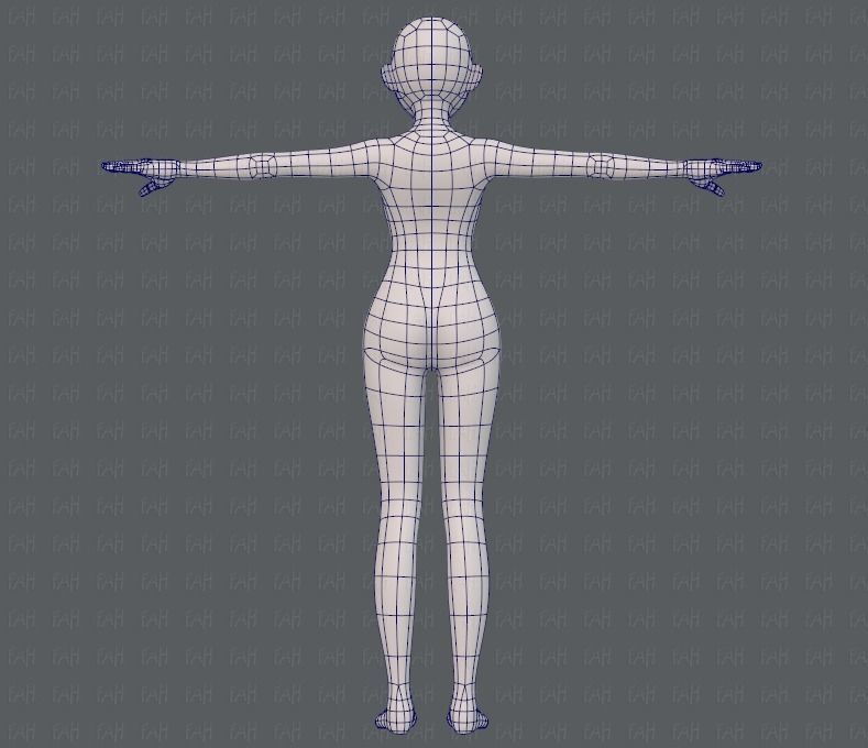 Base mesh girl characterV06 Low-poly 3D model_13