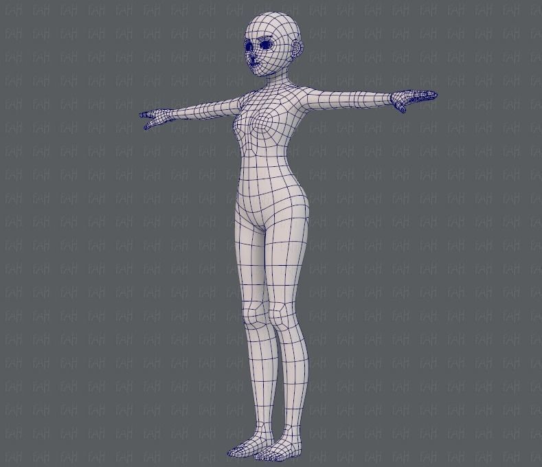 Base mesh girl characterV06 Low-poly 3D model_16