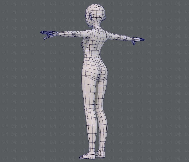 Base mesh girl characterV06 Low-poly 3D model_14