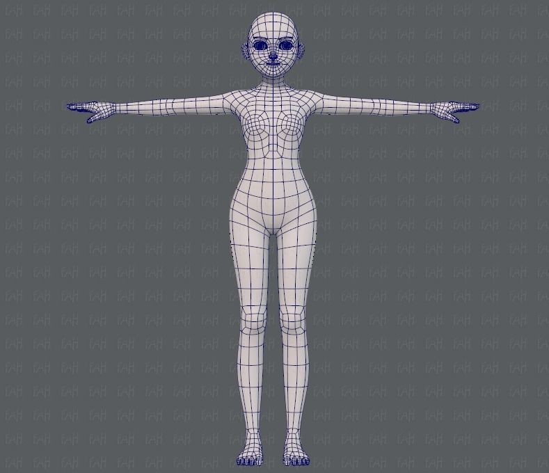 Base mesh girl characterV06 Low-poly 3D model_9