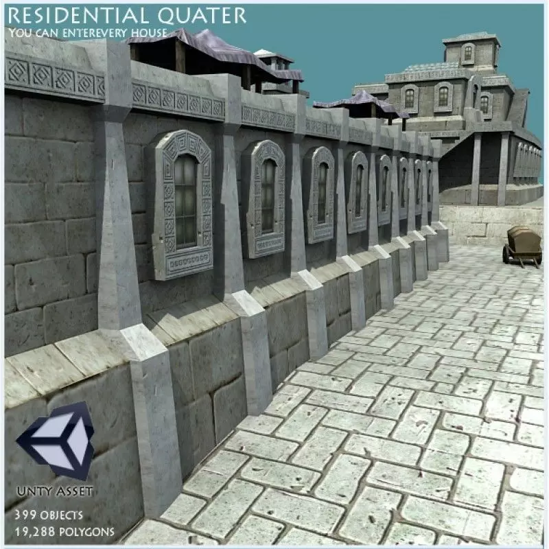 Ancient Houses Furnished Low-poly 3D model
