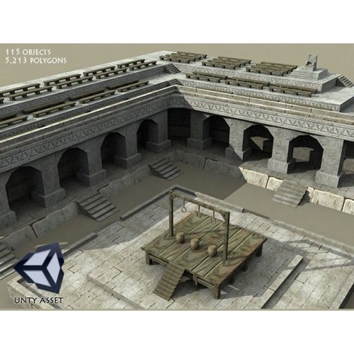 Medieval Punishment Execution Scene Low-poly 3D model