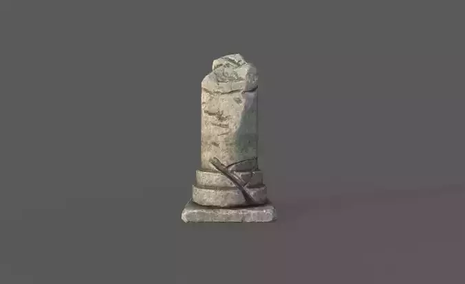 Low Poly Broken Column Low-poly 3D model