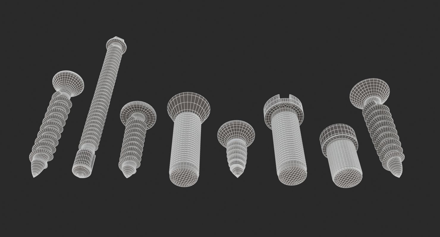 Screws Collection 7 Types 3D model_12