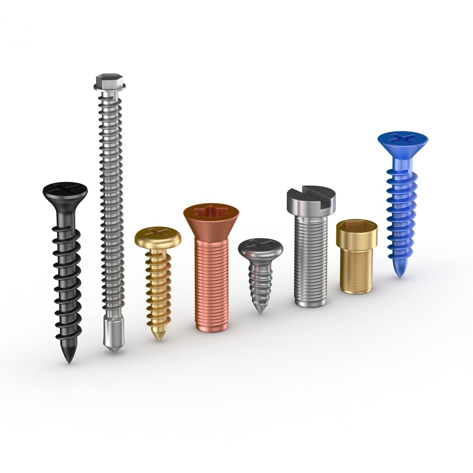 Screws Collection 7 Types 3D model_2
