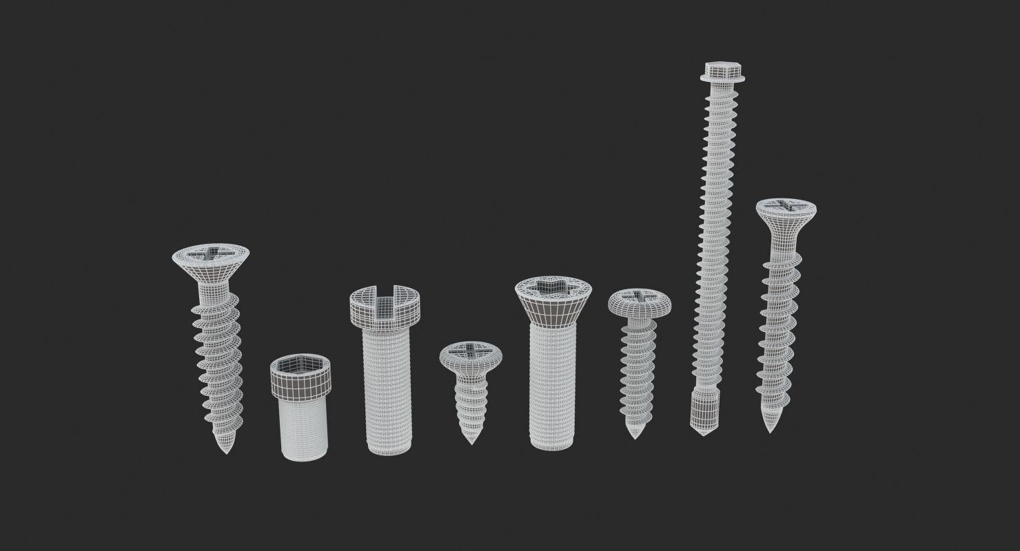 Screws Collection 7 Types 3D model_8