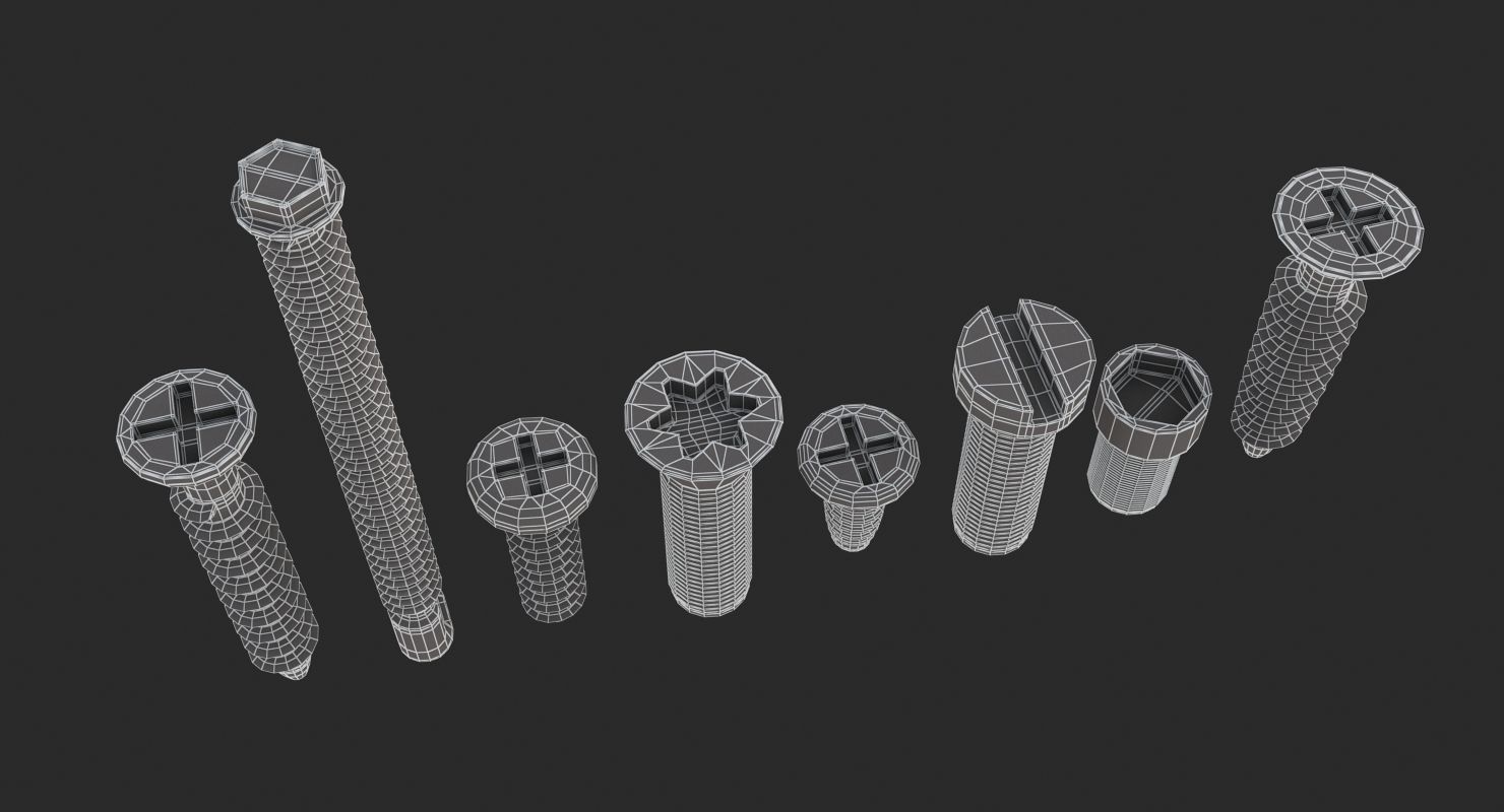 Screws Collection 7 Types 3D model_9