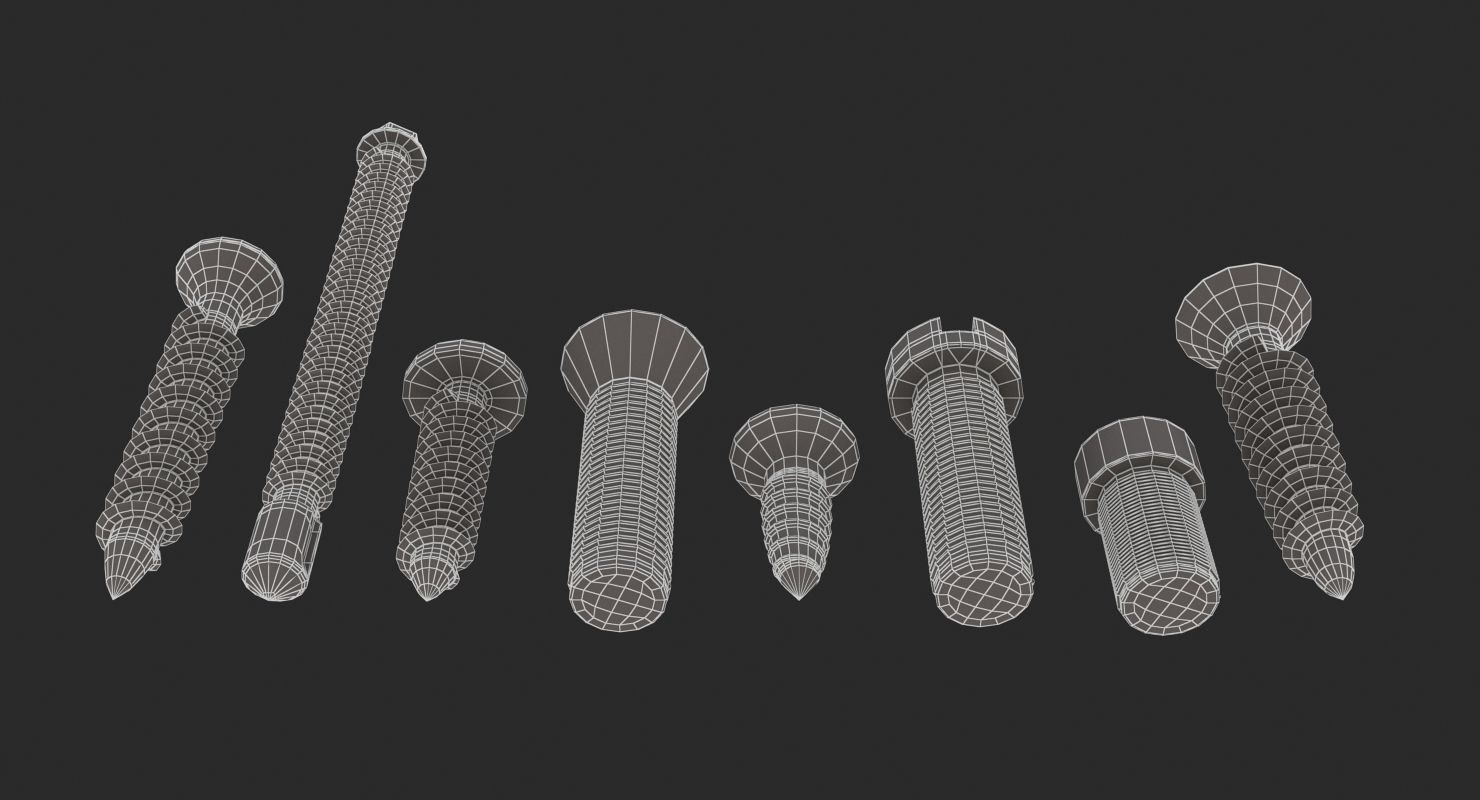 Screws Collection 7 Types 3D model_11