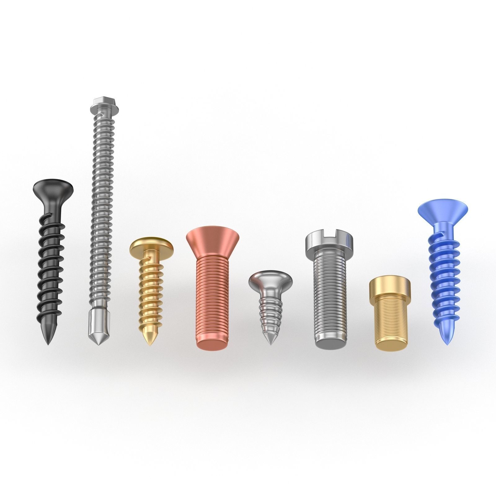 Screws Collection 7 Types 3D model_3