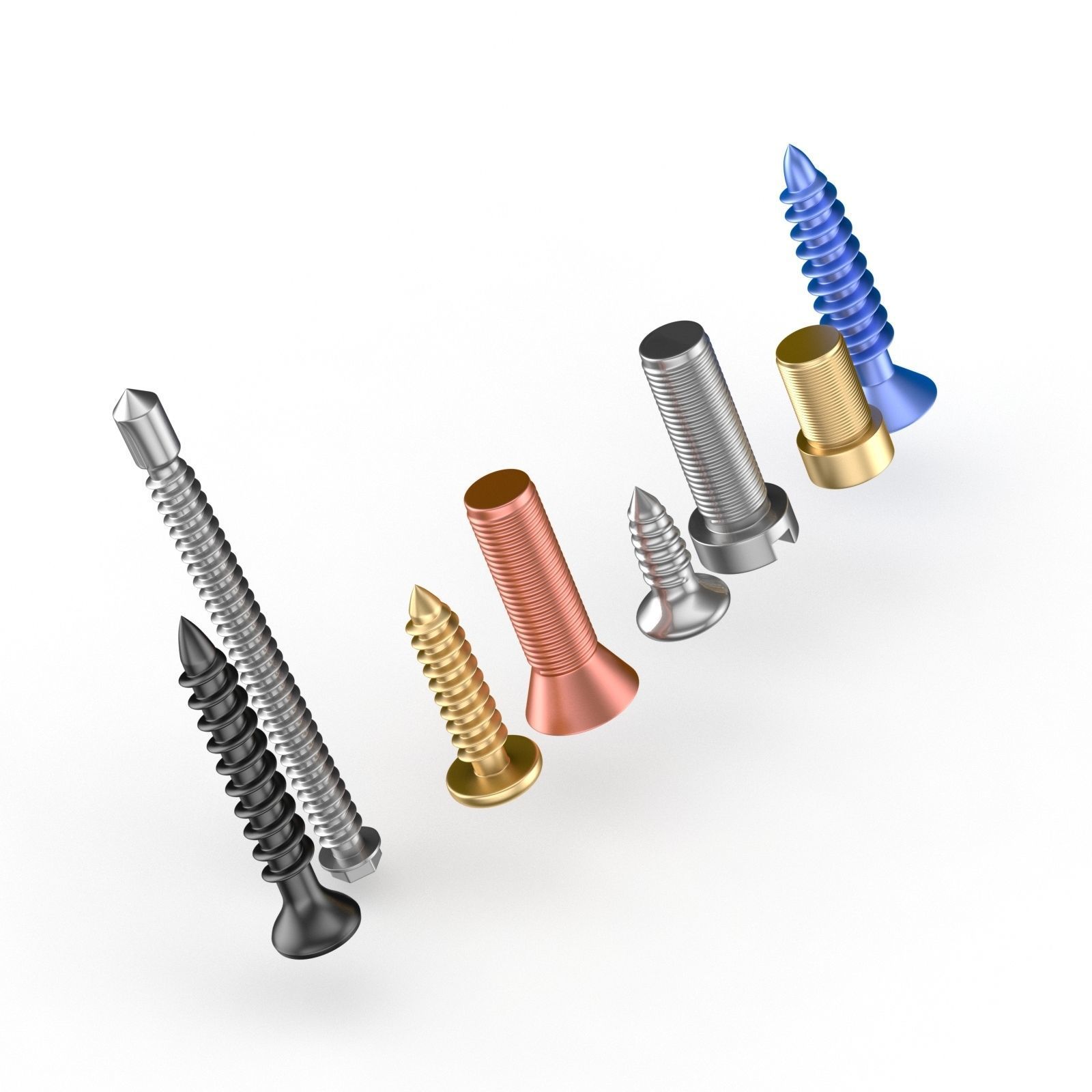 Screws Collection 7 Types 3D model_6