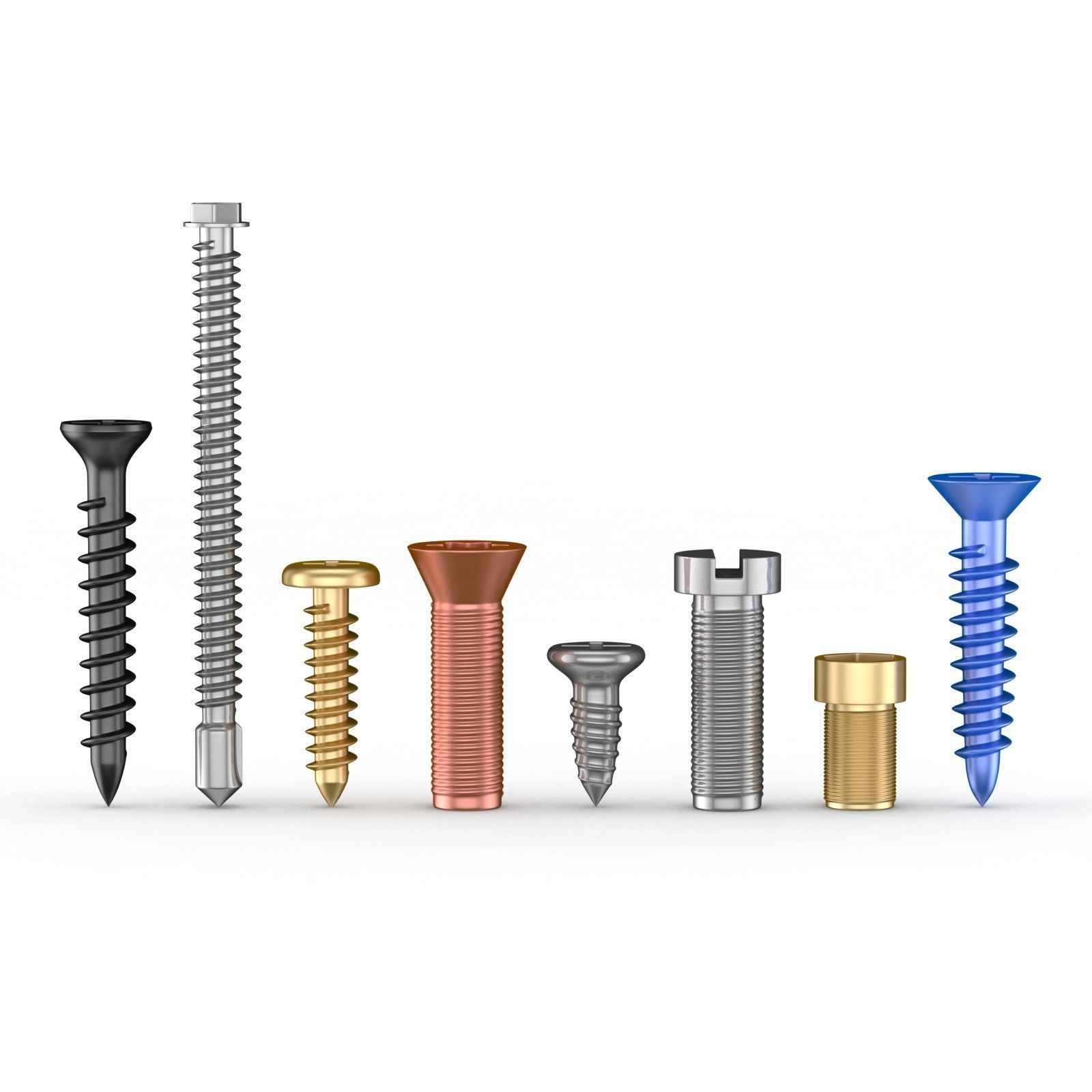 Screws Collection 7 Types 3D model_1