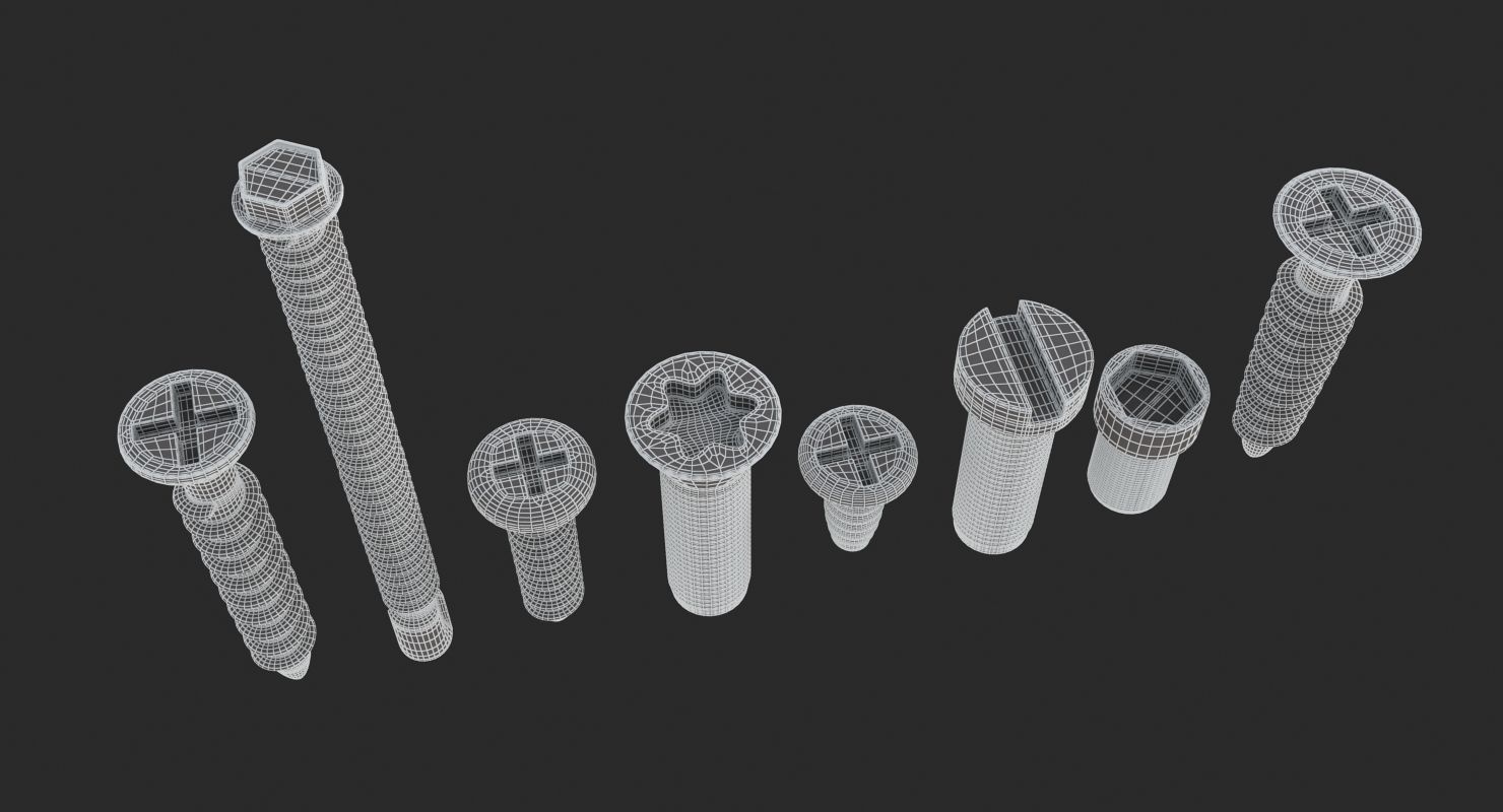 Screws Collection 7 Types 3D model_10