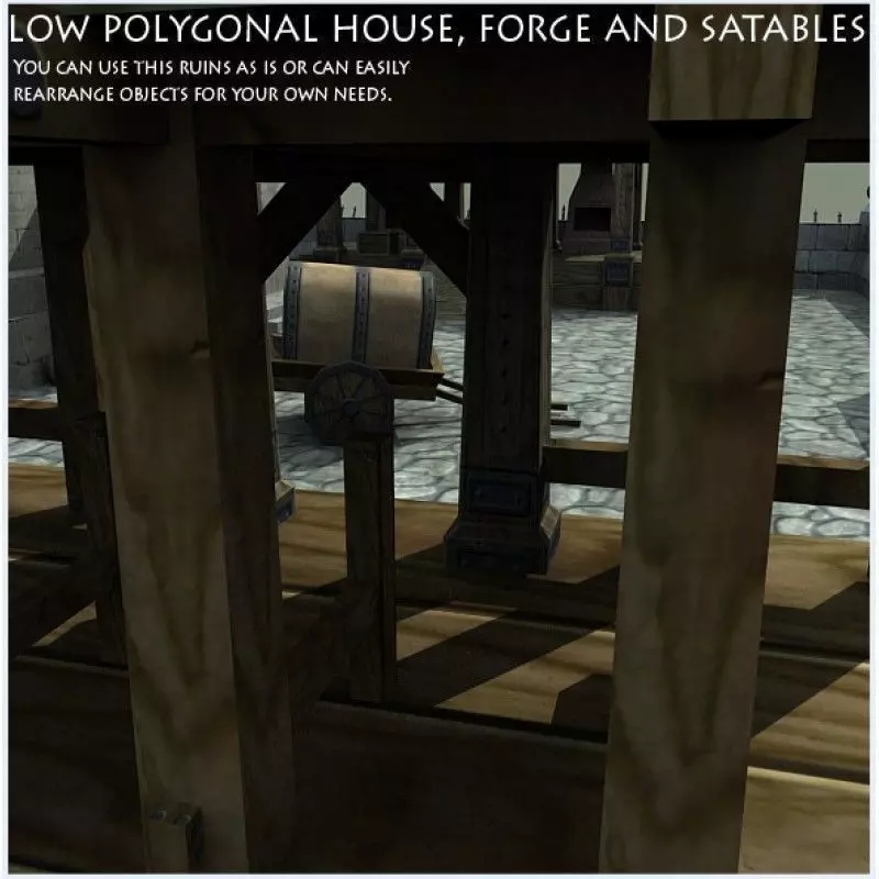 House Forge Stables Low Poly Low-poly 3D model_0