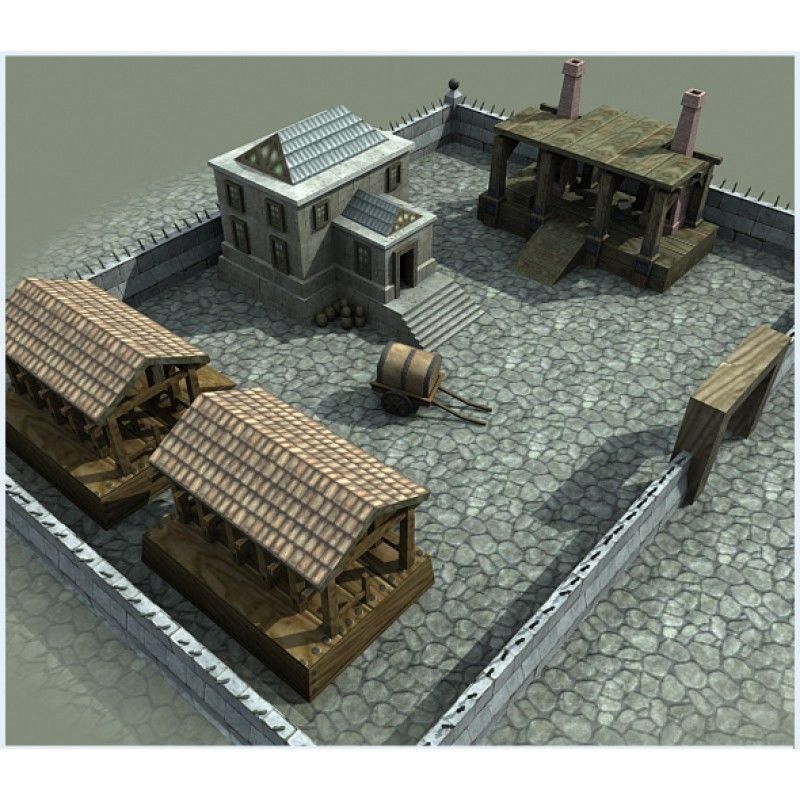 House Forge Stables Low Poly Low-poly 3D model_1