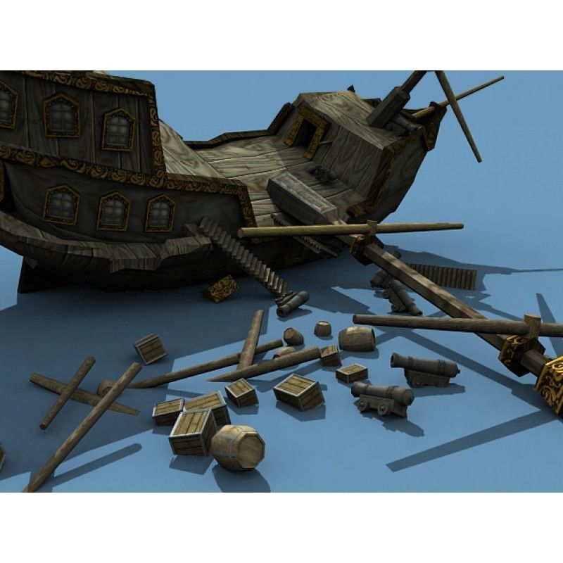 Medieval Sailing Ship 3D model_1