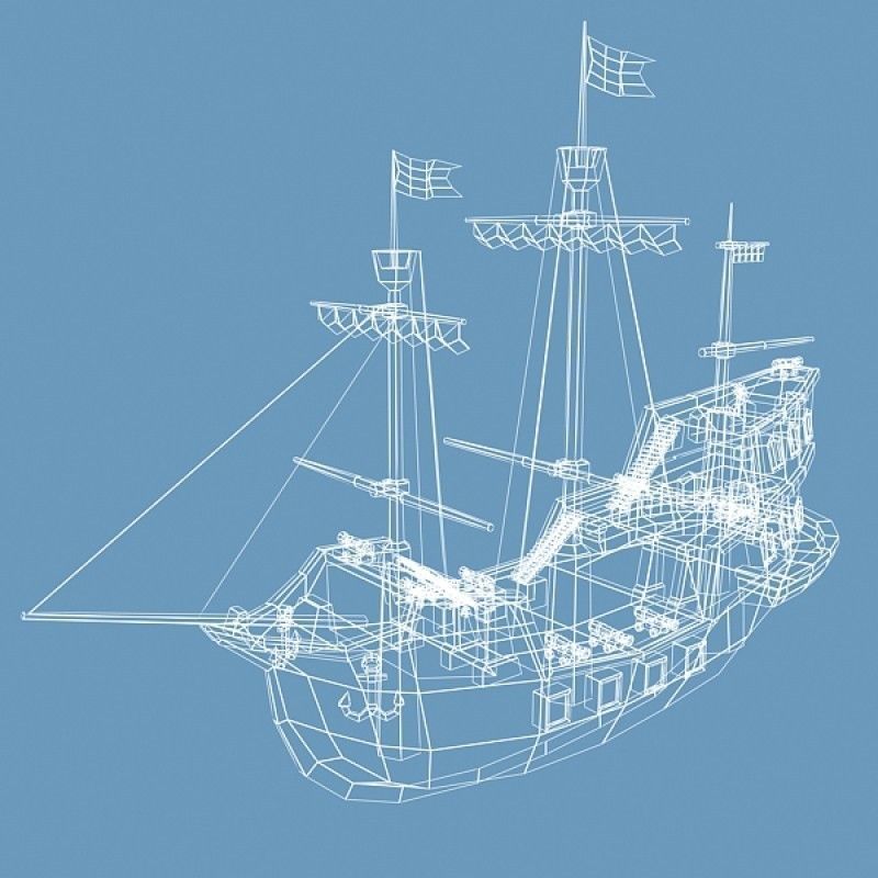 Medieval Sailing Ship 3D model_4